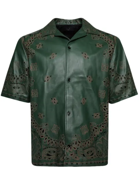 AMIRI bandana-pattern leather shirt Green PS24MLS001