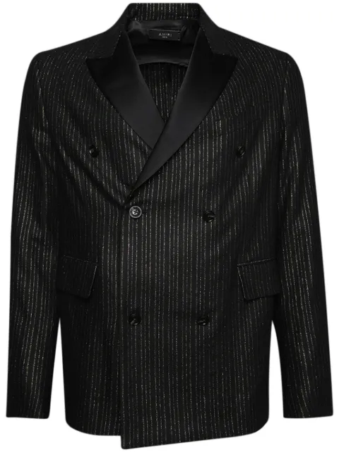 AMIRI metallic-stripe double-breasted blazer Black PS24MJF009
