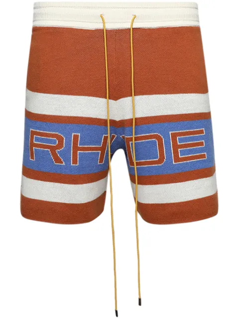 RHUDE panelled knit shorts Orange RHPS24SH09973146