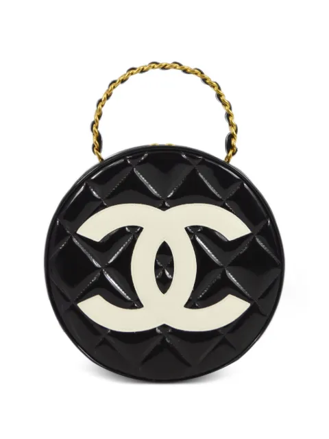 CHANEL Pre-Owned 1995 CC diamond-quilted vanity handbag Black 3367862