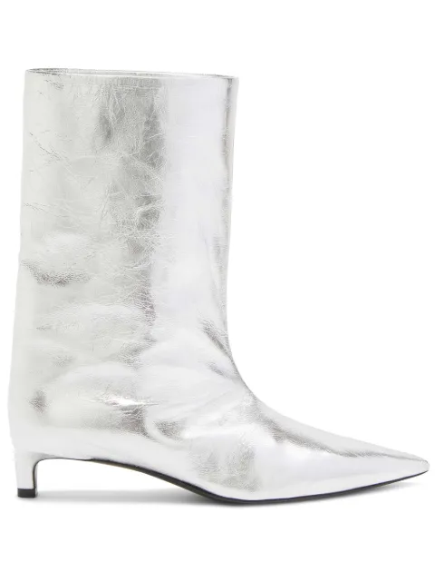 Jil Sander metallic leather ankle boots Grey J15WU0015P5802