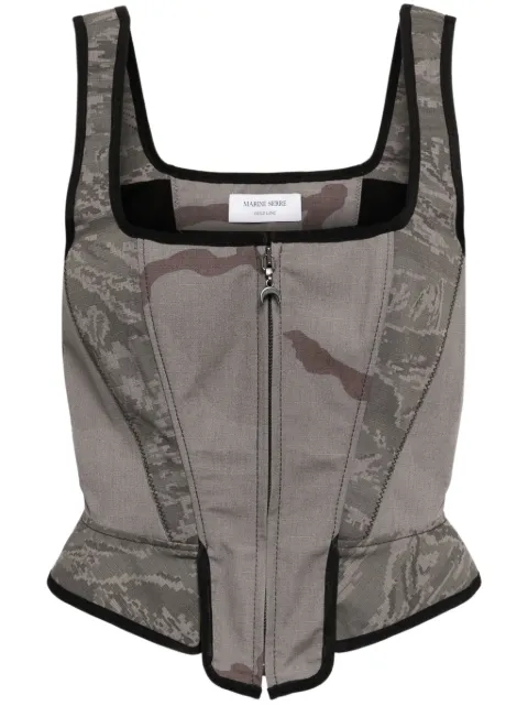 Marine Serre Regenerated cotton corset top Grey WTO377DWOV0017GR90
