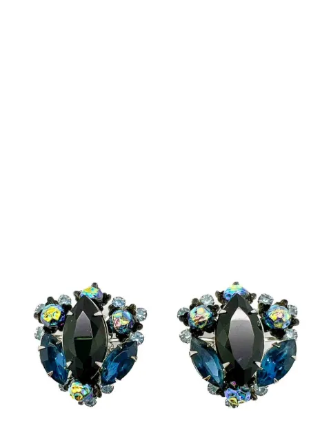 Jennifer Gibson Jewellery Vintage Judy Lea Black & Navy Navette Earrings 1950s Black FCD2C1810