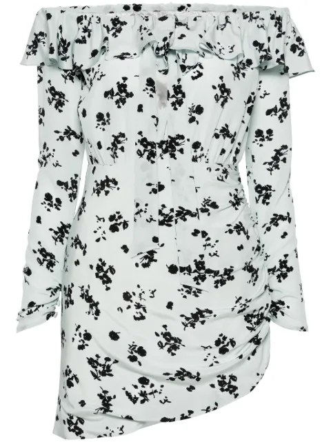Alessandra Rich rose-print silk minidress Blue FABX3609F4212