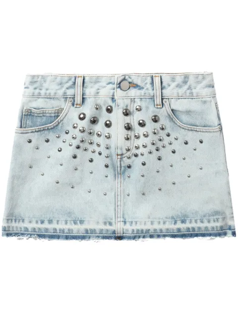 Alessandra Rich stud-embellished denim miniskirt Blue FABX3644F4256