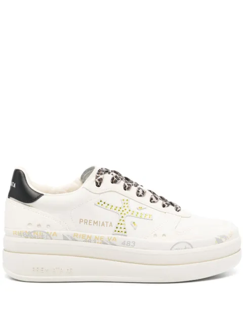 Premiata logo-print platform sneakers Neutrals MICOL6794C