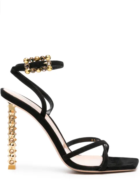 Gianvito Rossi Wonder 105mm suede sandals Black G3234415CROCAM