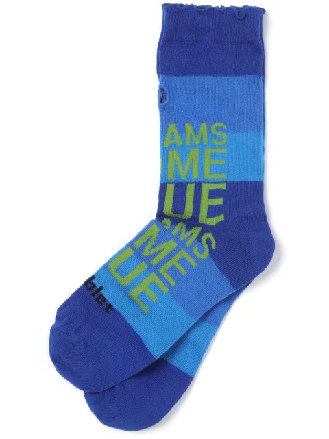 Doublet slogan-print striped socks Blue 24SS50SC30
