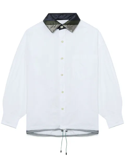 Kolor striped-collar cotton shirt White 24SCMB06112