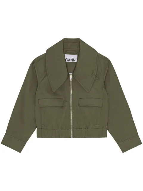 GANNI oversized collar jacket Green F9144