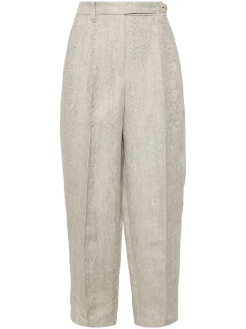 Brunello Cucinelli mid-rise tapered linen trousers Grey MH568P8607C055