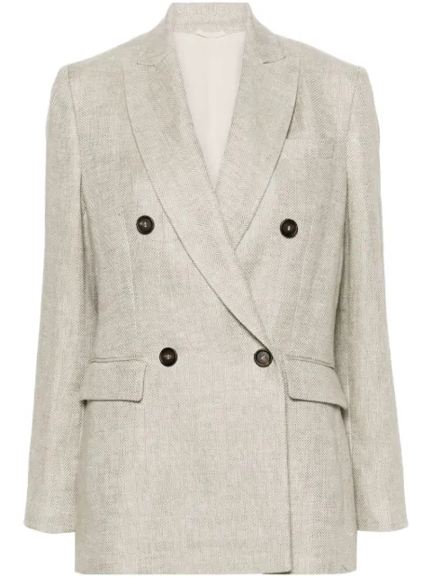 Brunello Cucinelli herringbone linen blazer Grey MH5682453C055