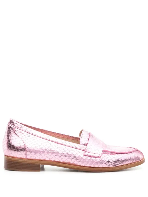 P.A.R.O.S.H. snakeskin-effect metallic loafers Pink D070243