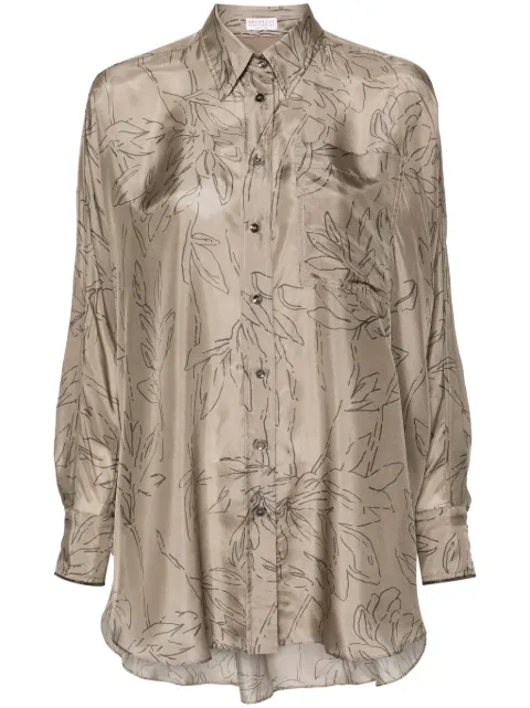 Brunello Cucinelli printed silk shirt Green ML940MK976C6011