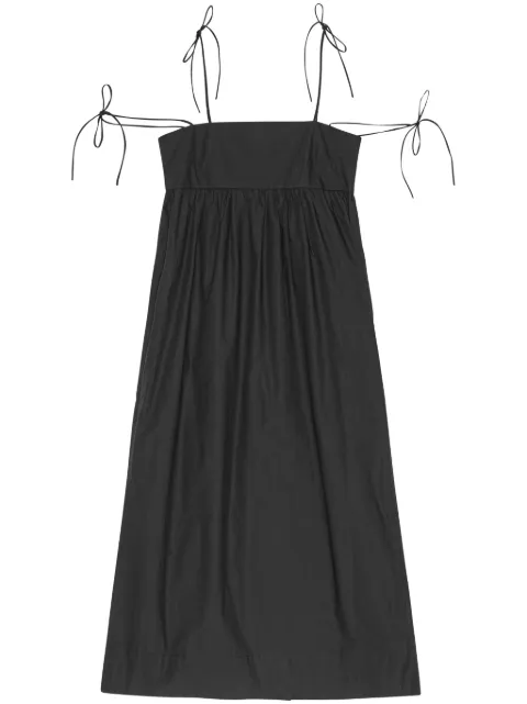 GANNI Cotton Poplin String Midi Dress Black F9130
