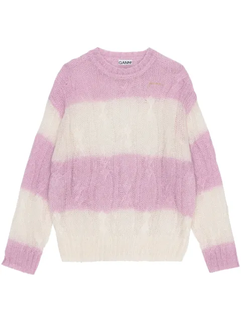 GANNI striped cable-knit jumper Pink K2202395