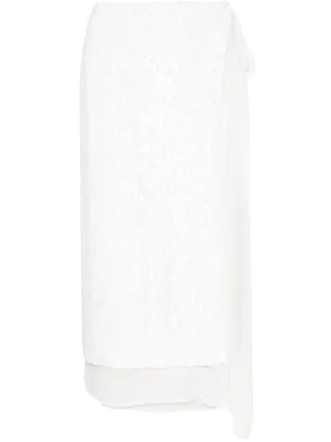 P.A.R.O.S.H. sequinned wrap midi skirt Neutrals D620684GLARE24