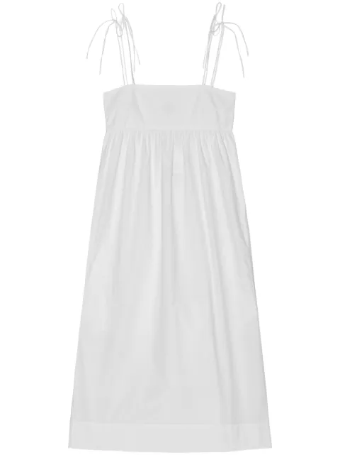GANNI Cotton Poplin String Midi Dress White F9353