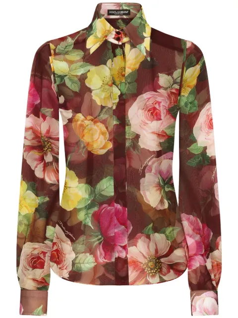 Dolce & Gabbana camelia-print silk blouse Red F5R64TIS1ST