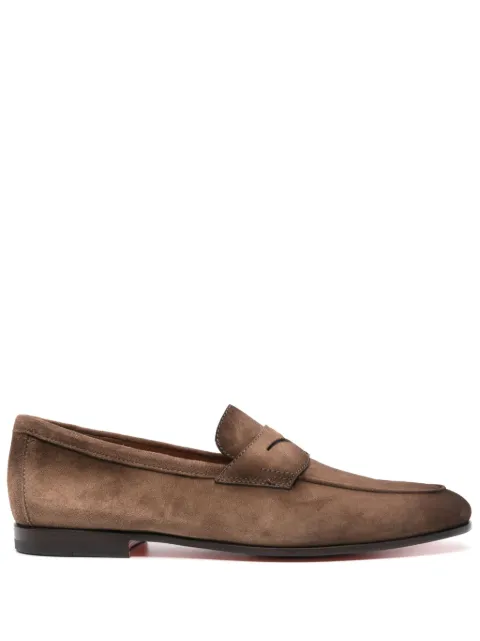 Santoni penny-slot suede loafers Brown MCNC18837SA4SEAA
