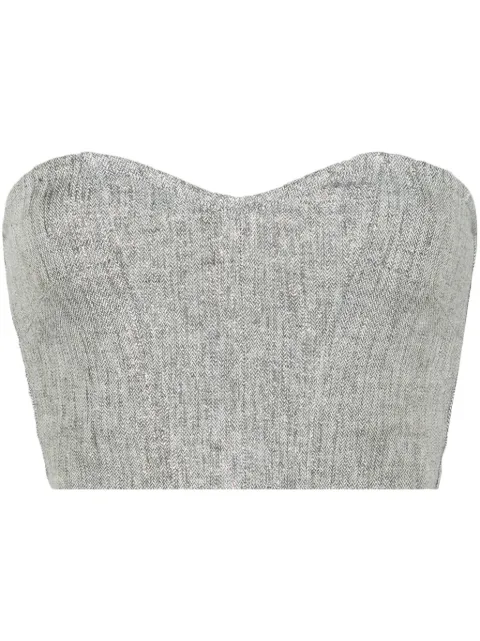 Forte Forte chevron-knit lurex strapless top Blue 12024MYTOP