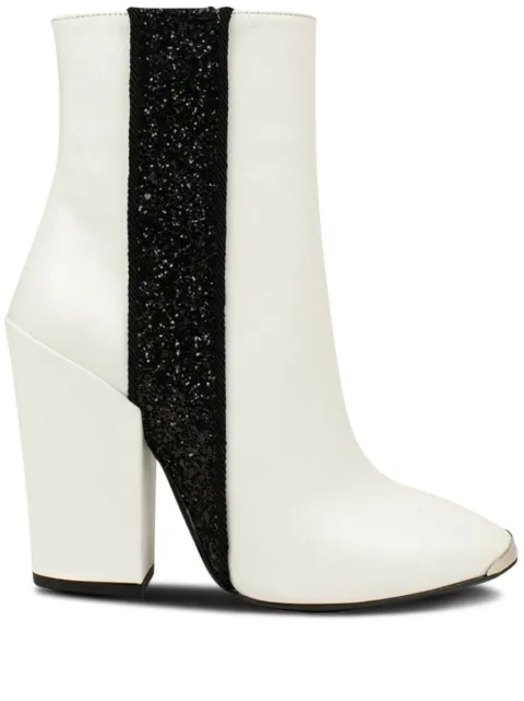 AMIRI glitter-stripe leather boots White WSRNDGSTWHB