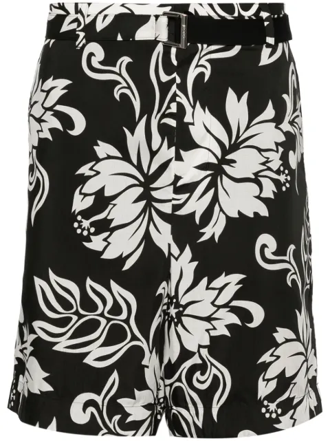 sacai floral-print poplin shorts Black 2403294M