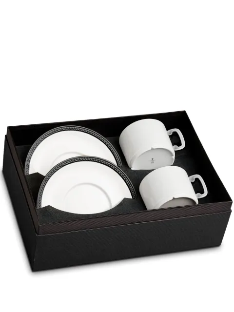 L'Objet Soie Tressée tea cups and saucers (set of two) White ST553