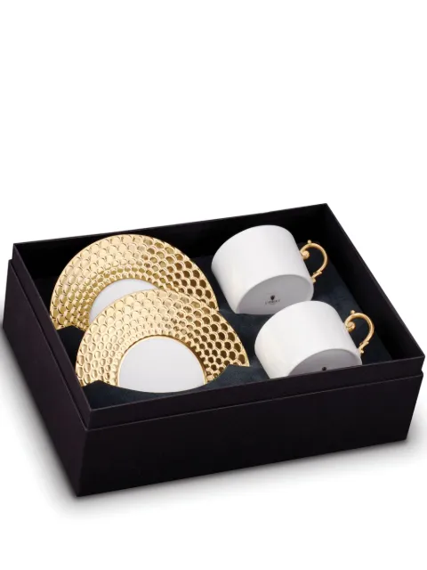 L'Objet Aegean tea cups and saucers (set of two) White AG5525