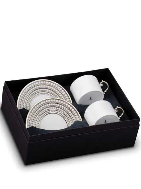 L'Objet Perlée tea cups and saucers (set of two) White PR353