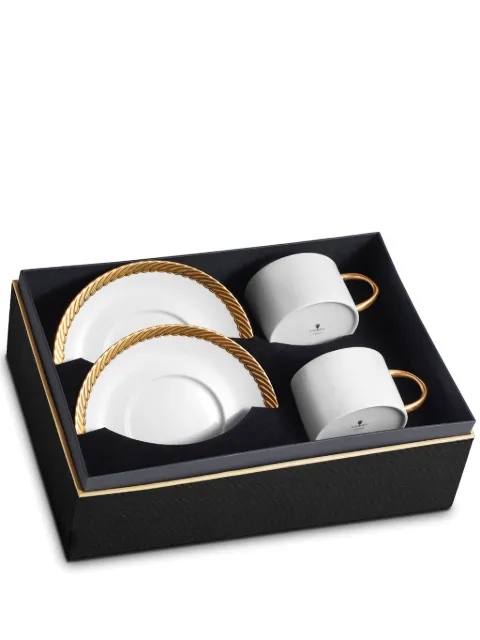 L'Objet Corde tea cups and saucers (set of two) White CR253