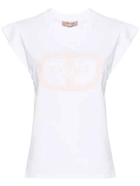 TWINSET embroidered-logo sleeveless T-shirt White 241TP2213