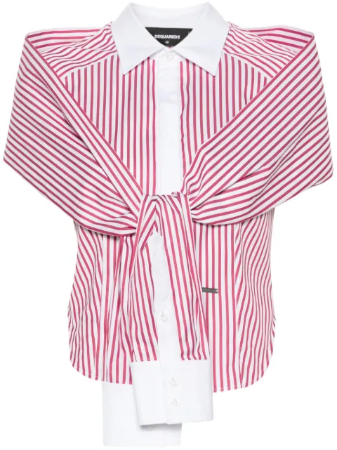 DSQUARED2 knotted-sleeves striped shirt Red S72DL0744S78581
