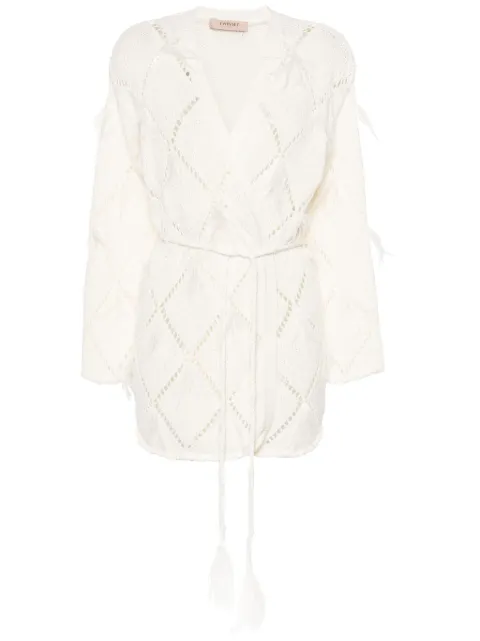TWINSET diamond-pattern cardigan Neutrals 241TP3481