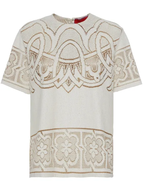 La DoubleJ Lacey House embroidered T-shirt Neutrals TSH0035EMB006SOLIDWH02