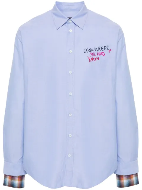 DSQUARED2 logo-embroidered shirt Blue S74DM0791S47420