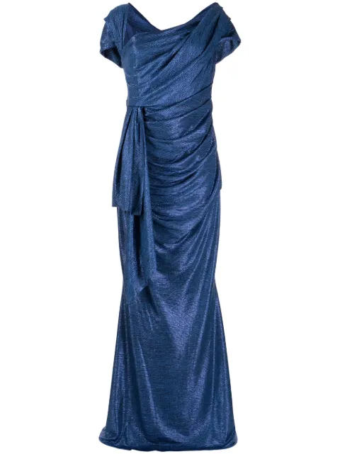 Talbot Runhof draped lurex mermaid gown Blue OL061001