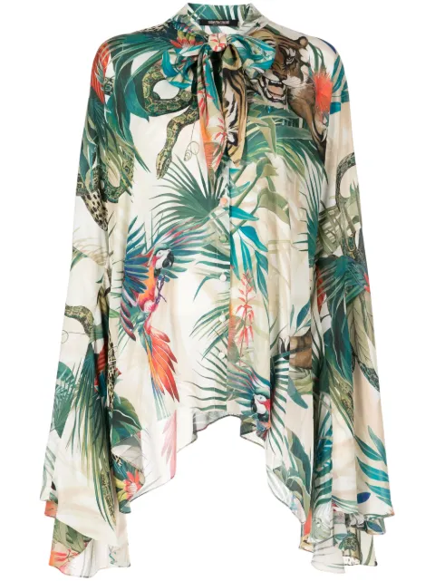 Roberto Cavalli jungle print viscose blouse Neutrals SKT7087HI88
