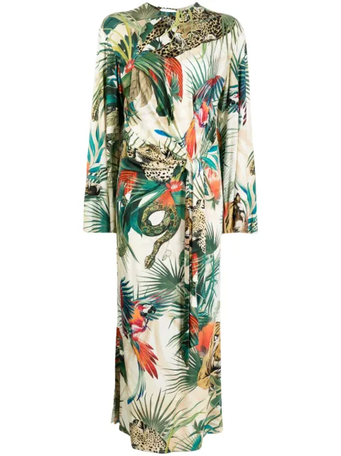 Roberto Cavalli jungle-print wrap dress Multicolour SKT123JRI88