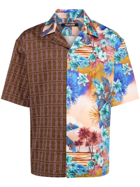 Roberto Cavalli monogram-print panelled shirt Multicolour SRT763CDI84