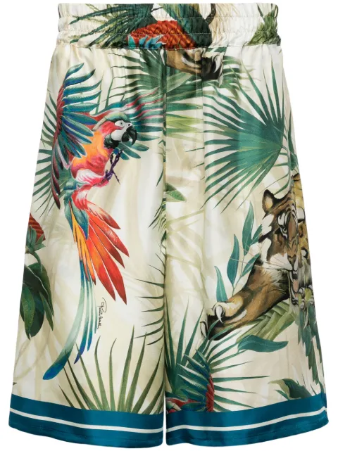Roberto Cavalli Jungle-print silk shorts Multicolour SRT2724QL46
