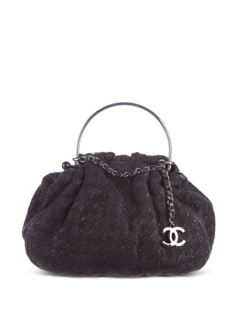 CHANEL Pre-Owned 2005 CC tweed tote bag Black CHANELROUNDTWEEDMETALHANDLE