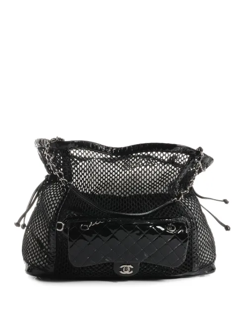 CHANEL Pre-Owned 2011 Classic Flap mesh shoulder bag Black CHANEL2IN1FLAPTOTEPATENTBAG