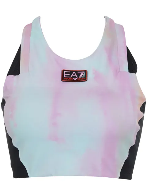 Ea7 Emporio Armani watercolour logo-appliqué sports bra Pink 3DTH57TJTCZ