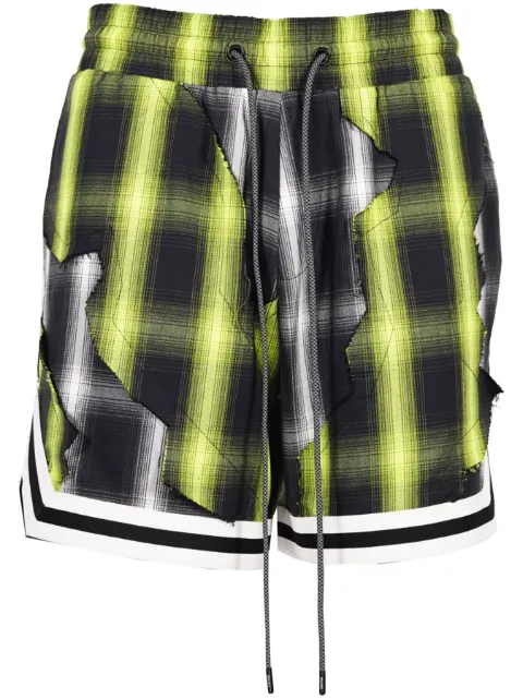 Mostly Heard Rarely Seen cut-up plaid shorts Black MH08BDBS01