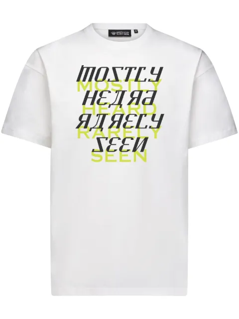 Mostly Heard Rarely Seen Shadow Text cotton T-shirt White MH08BDT07
