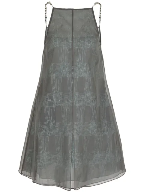 Emporio Armani striped sheer-overlay minidress Grey E3NA16F8803