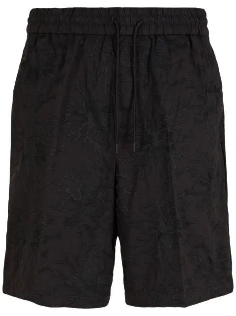 Emporio Armani embroidered cotton track shorts Black 3D1PT91NQMZ