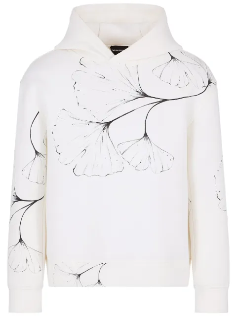 Emporio Armani graphic-print hoodie White 3D1M6V1JV9Z