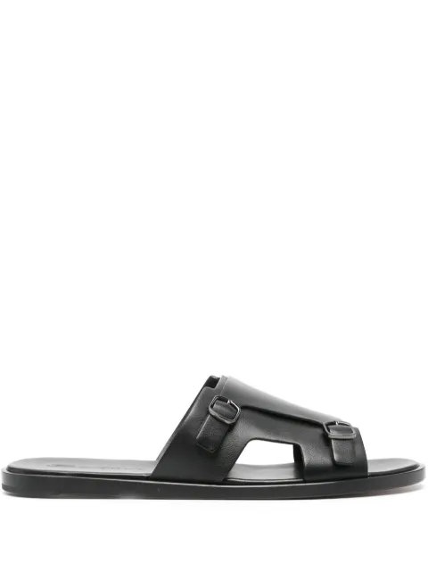 Santoni double-buckle leather sandals Black MCEK16723HC6MGORN01